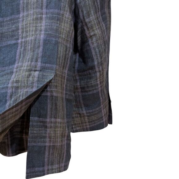 Robert Talbott Carmel Men's 41R Plaid Blue/Purple 100% Linen Blazer Two Button - Picture 6 of 10